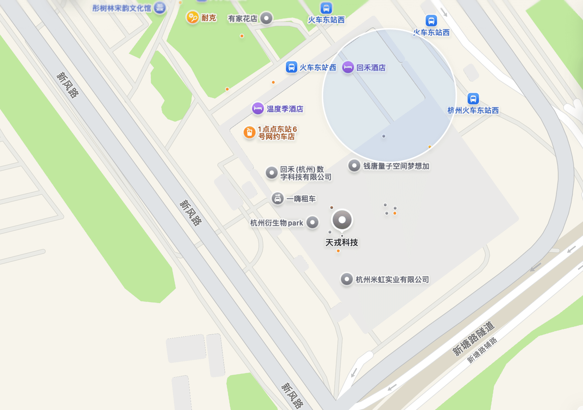 西迪港周边地图及天戎科技杭州办公位置